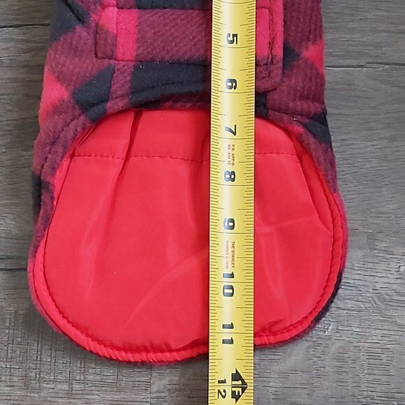 REFLECTIVE Red And Black Buffalo Plaid 100% Polyester Dog Coat - Size XS - Picture 4 of 5